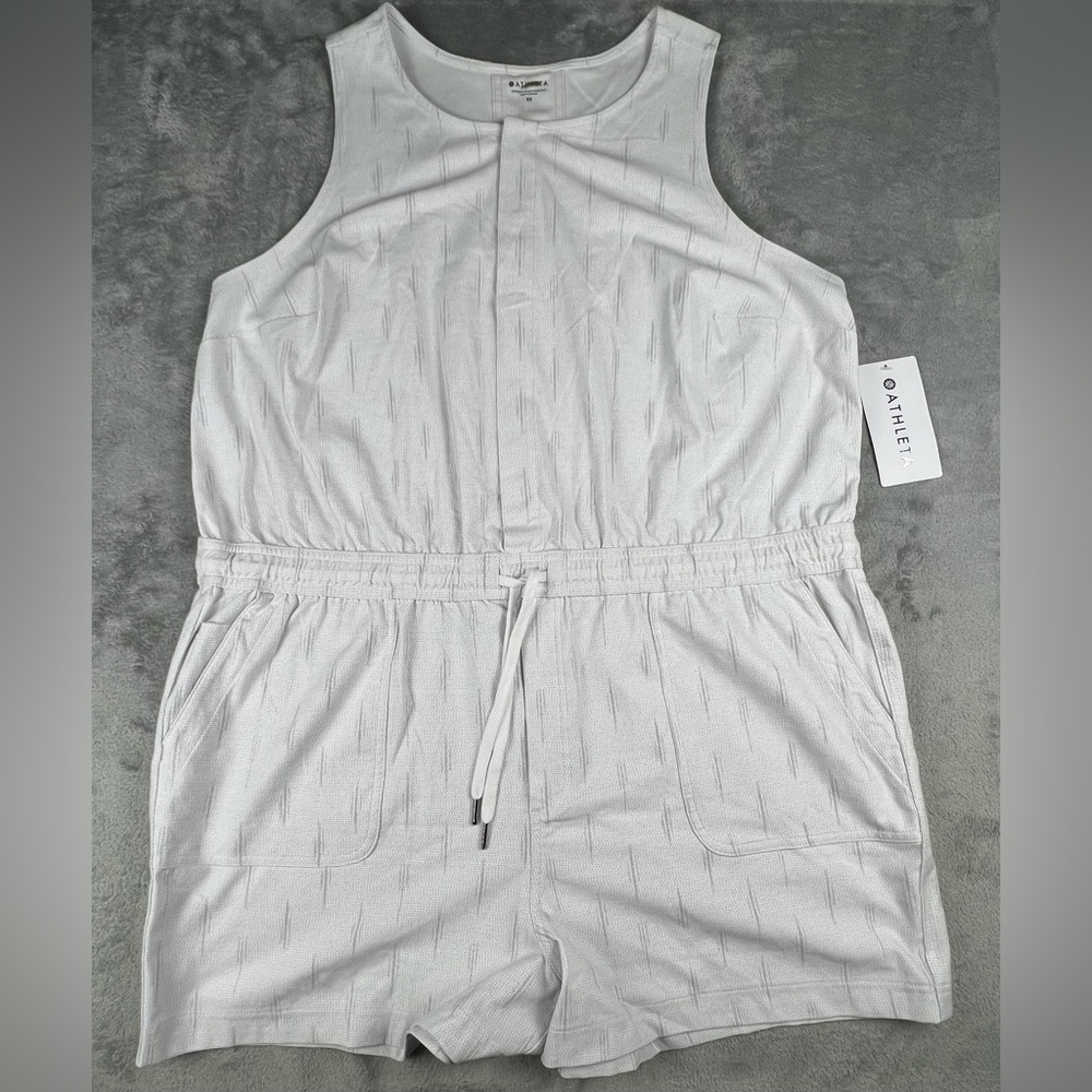 Athleta White Sleeveless Drawstring Romper